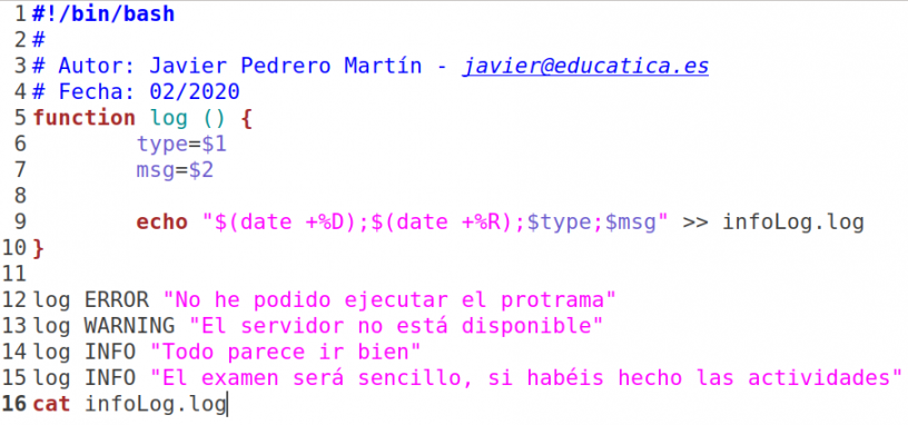 Bash shell scripts, ejemplos 27 de febrero – Página 7 – educatica!